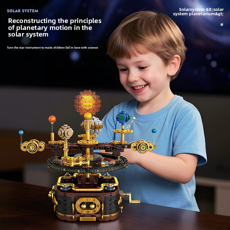 Xingji T2001 Solar System Planetarium Building Blocks, 2 Versions Manual Crank & Motor Electric Rotating 8 Planets STEM Astronomy Educational Model with LED Light for Kids Secondary image